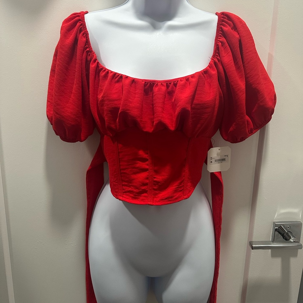 Altar'd State Scarlet Puff Sleeve Blouse